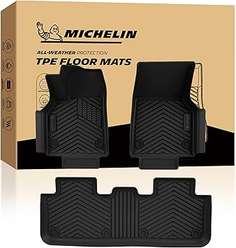 Michelin Floor Mats for 2025-2026 Tesla Model Y 5-Seat, Custom Fit, Non-Slip, All-Weather TPE Liner, Not Fit Standard or 7-Seater, Premier Series Model Y Juniper 1st & 2nd Row
